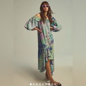 Anthropologie oopscool off the shoulder printed dress